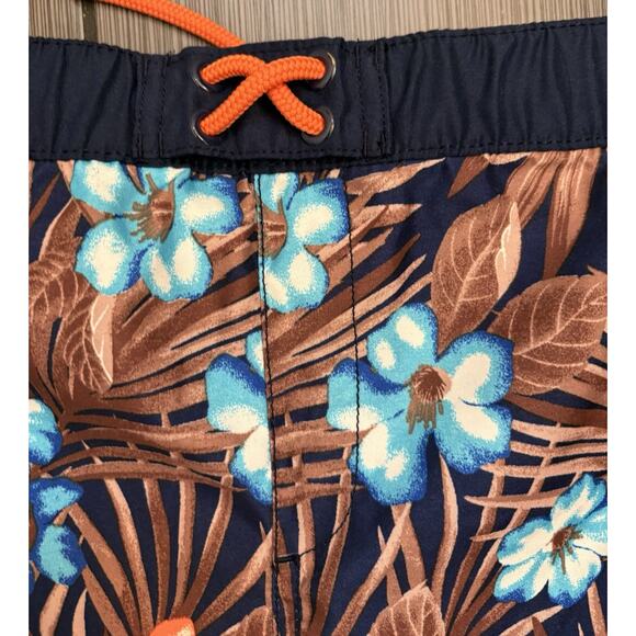 Lands’ End Boys Navy Blue Tropical Print Swim Trunks Size XL (14-16) - Picture 2 of 6